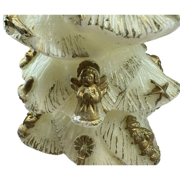 Vintage White 9" Christmas Tree Gold Painted Ornaments Never Burned Collectible - Picture 6 of 7